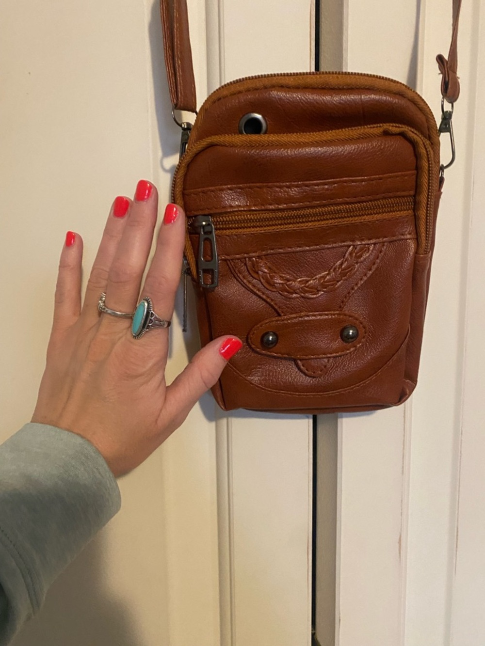 Brown Leather Crossbody Phone Bag
